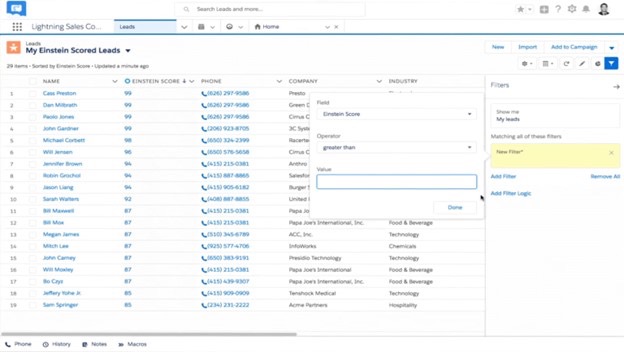 Filtering leads in Salesforce